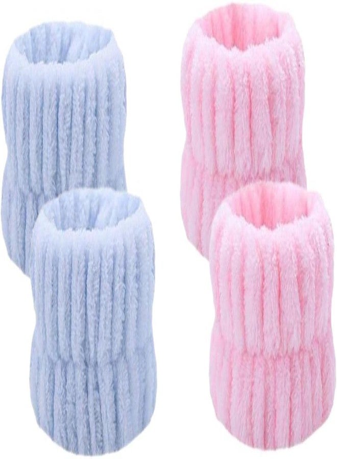 Zhuluck 2 Pcs Spa Face Washing Wristbands,Microfiber Wrist Towels Absorbent Facial Elastic Wristbands Makeup Wash Wrist Towels,Reusable Absorbent Stop Water Run Down Arms (Blue,Pink) - Image 1